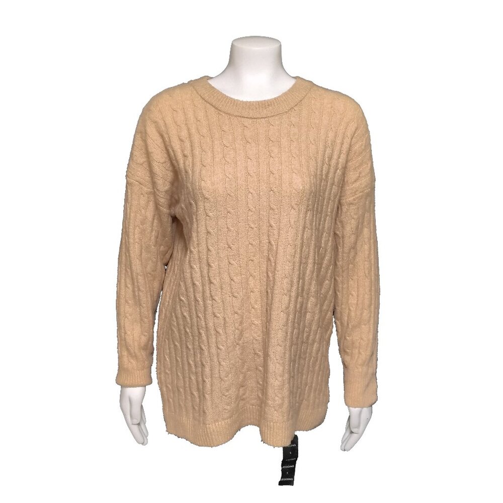 Hippie Rose Women's Cable Knit Crewneck Tunic Pullover Sweater - Yellow